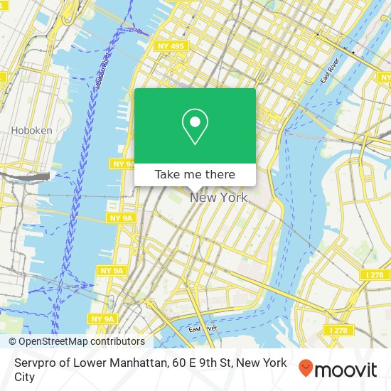 Servpro of Lower Manhattan, 60 E 9th St map