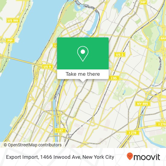 Export Import, 1466 Inwood Ave map