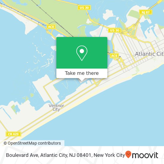 Mapa de Boulevard Ave, Atlantic City, NJ 08401