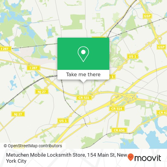 Mapa de Metuchen Mobile Locksmith Store, 154 Main St