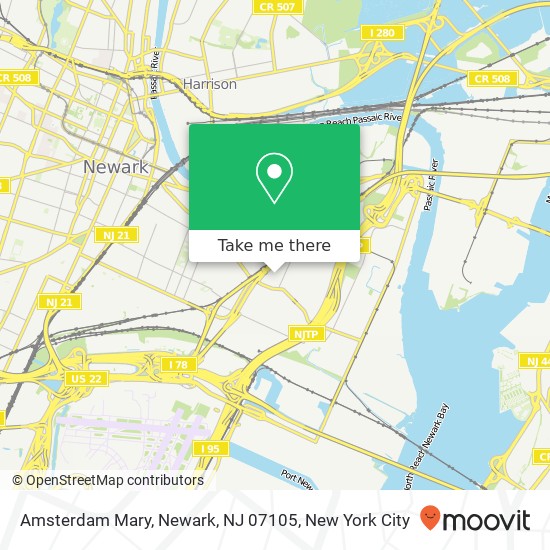 Mapa de Amsterdam Mary, Newark, NJ 07105