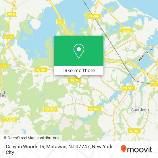 Canyon Woods Dr, Matawan, NJ 07747 map