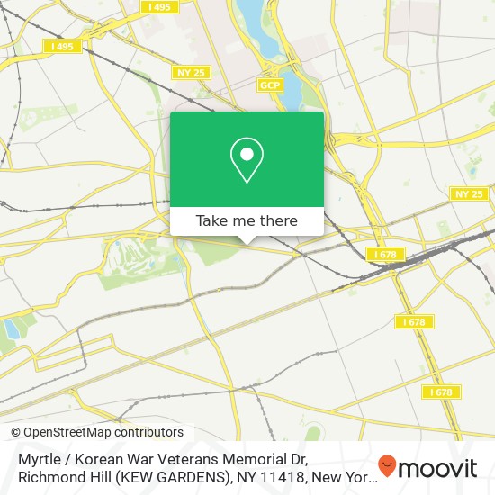 Mapa de Myrtle / Korean War Veterans Memorial Dr, Richmond Hill (KEW GARDENS), NY 11418