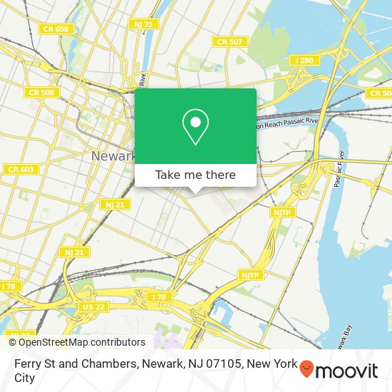 Mapa de Ferry St and Chambers, Newark, NJ 07105