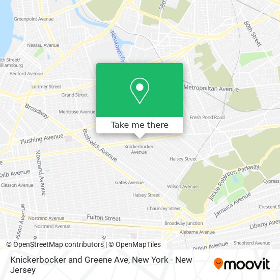 Knickerbocker and Greene Ave map