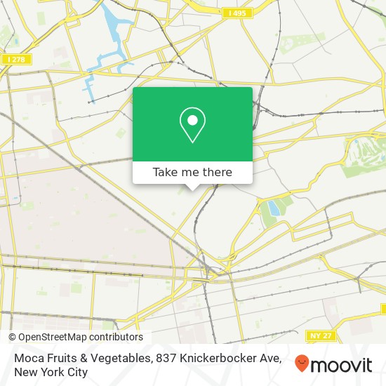 Mapa de Moca Fruits & Vegetables, 837 Knickerbocker Ave