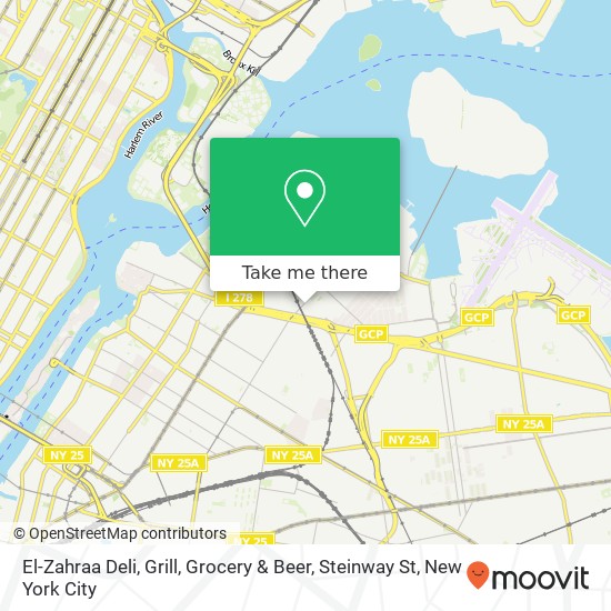 Mapa de El-Zahraa Deli, Grill, Grocery & Beer, Steinway St