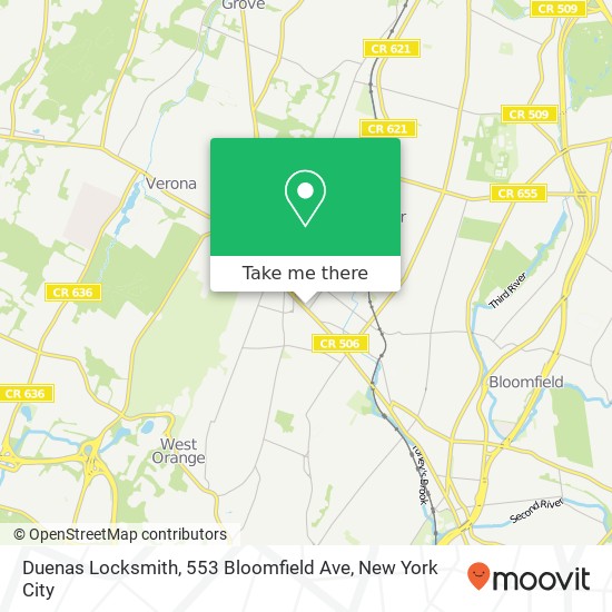 Mapa de Duenas Locksmith, 553 Bloomfield Ave