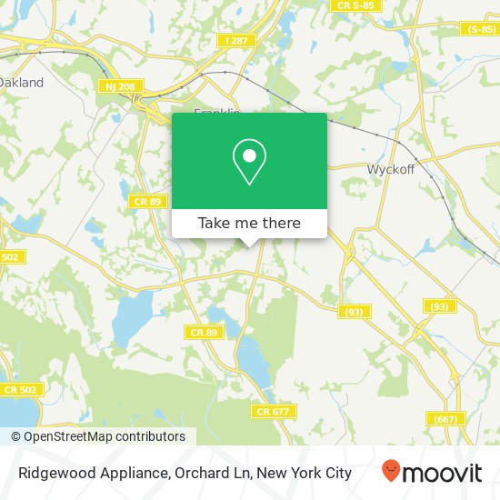 Mapa de Ridgewood Appliance, Orchard Ln