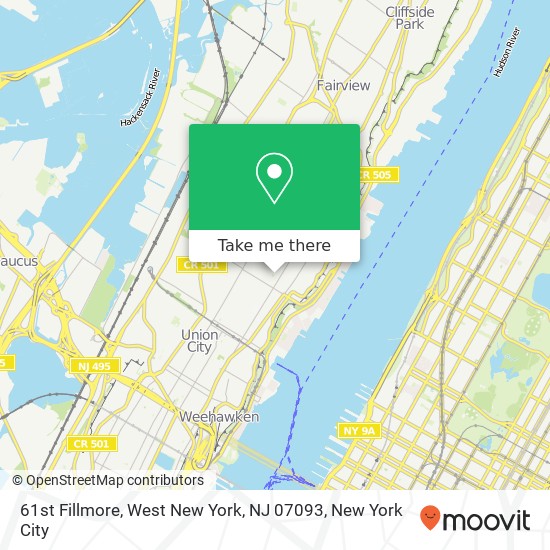 Mapa de 61st Fillmore, West New York, NJ 07093