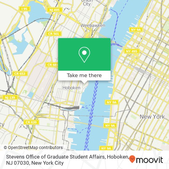 Stevens Office of Graduate Student Affairs, Hoboken, NJ 07030 map