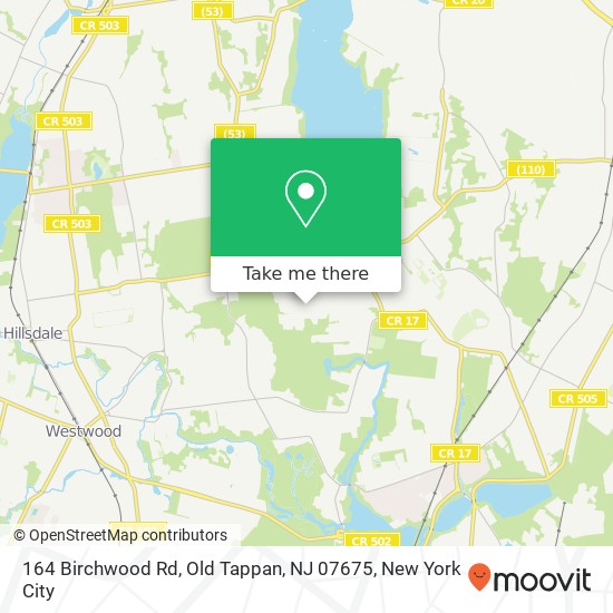 Mapa de 164 Birchwood Rd, Old Tappan, NJ 07675