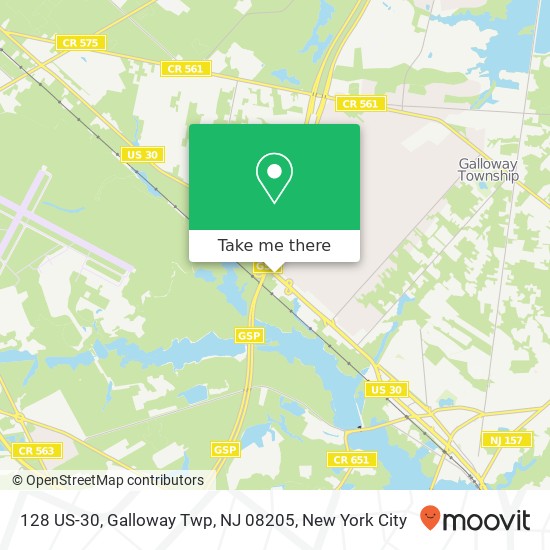 Mapa de 128 US-30, Galloway Twp, NJ 08205