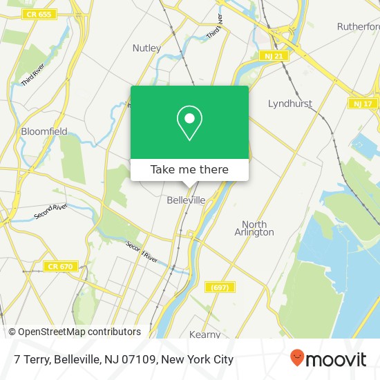 Mapa de 7 Terry, Belleville, NJ 07109