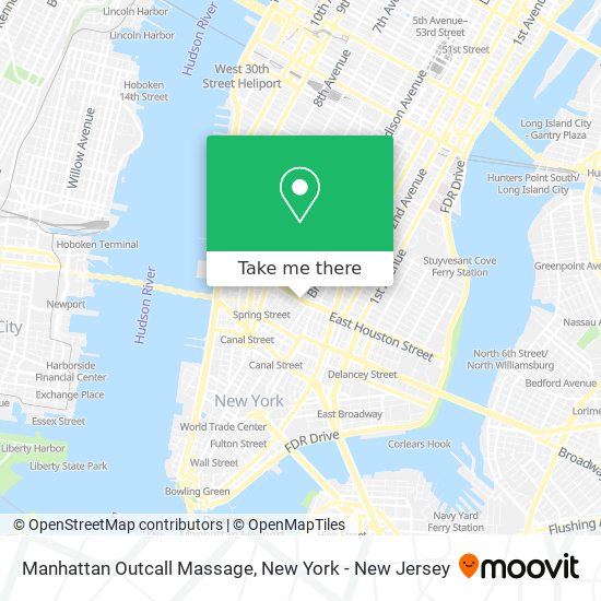 Manhattan Outcall Massage map