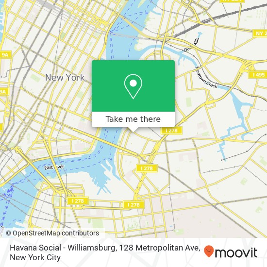 Mapa de Havana Social - Williamsburg, 128 Metropolitan Ave