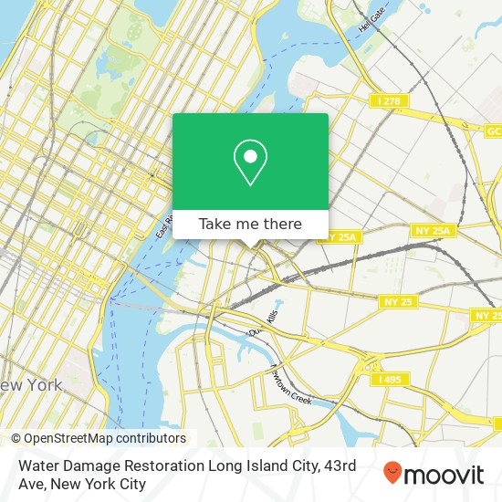 Mapa de Water Damage Restoration Long Island City, 43rd Ave