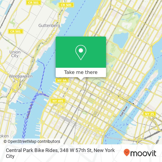Central Park Bike Rides, 348 W 57th St map
