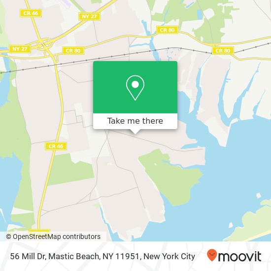 56 Mill Dr, Mastic Beach, NY 11951 map