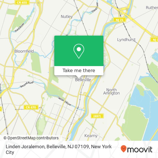 Mapa de Linden Joralemon, Belleville, NJ 07109