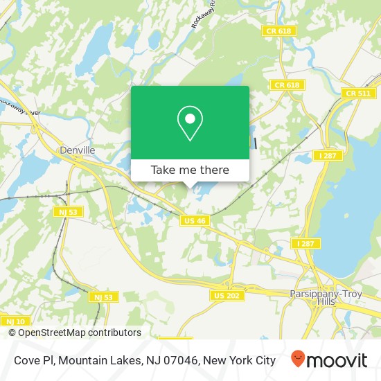 Mapa de Cove Pl, Mountain Lakes, NJ 07046
