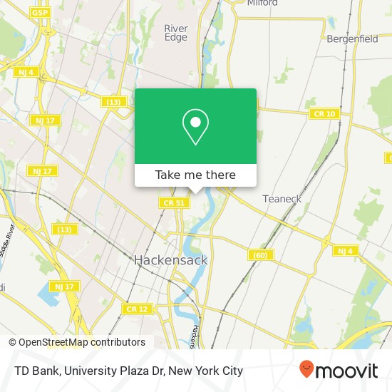 Mapa de TD Bank, University Plaza Dr
