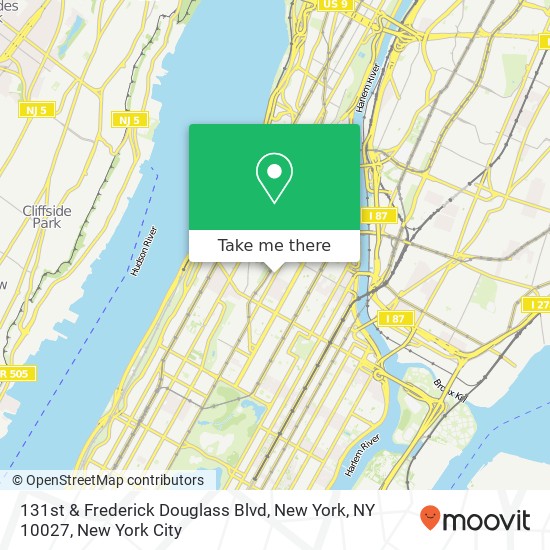 131st & Frederick Douglass Blvd, New York, NY 10027 map