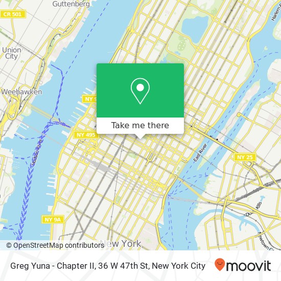 Greg Yuna - Chapter II, 36 W 47th St map