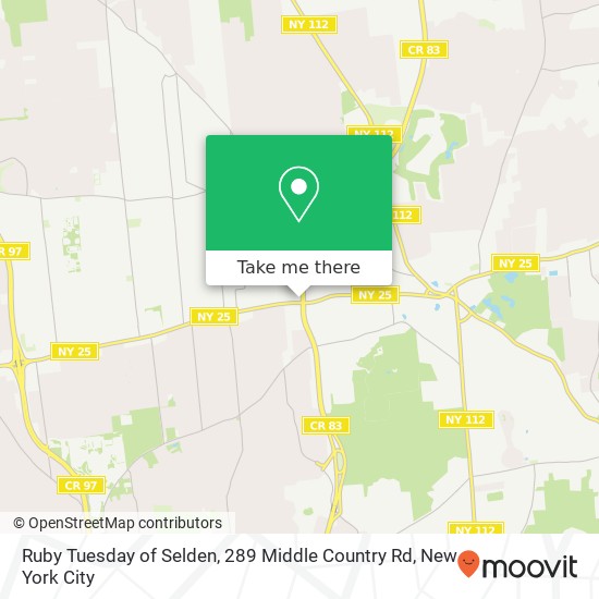 Mapa de Ruby Tuesday of Selden, 289 Middle Country Rd