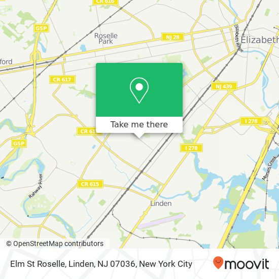 Elm St Roselle, Linden, NJ 07036 map