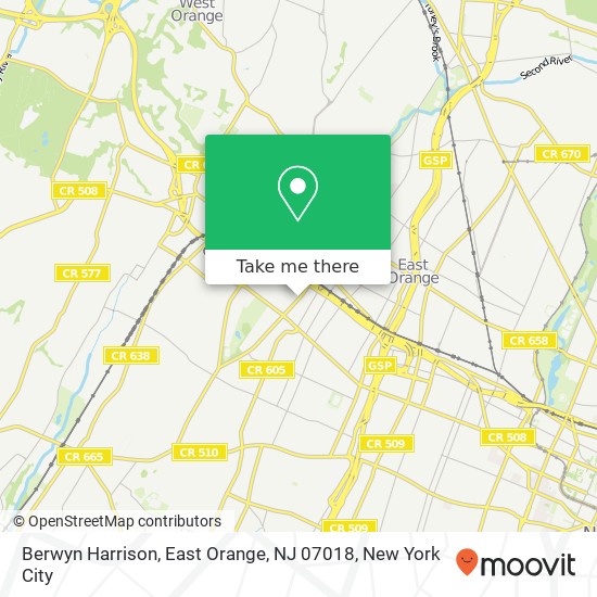 Mapa de Berwyn Harrison, East Orange, NJ 07018
