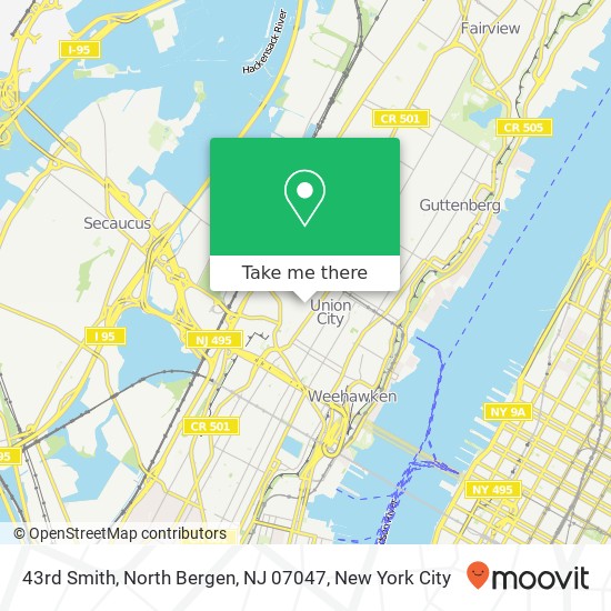Mapa de 43rd Smith, North Bergen, NJ 07047