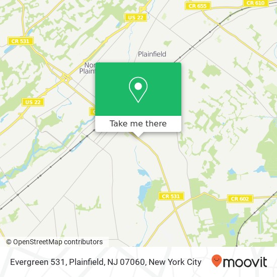 Mapa de Evergreen 531, Plainfield, NJ 07060