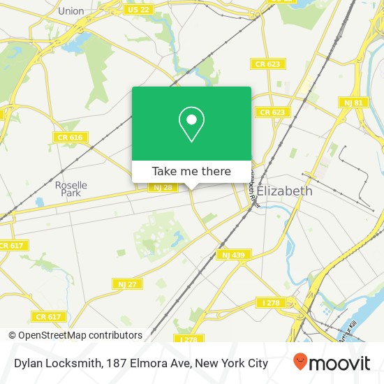 Mapa de Dylan Locksmith, 187 Elmora Ave