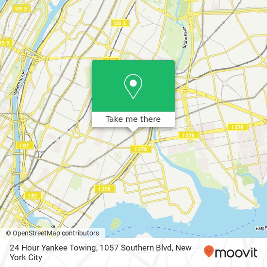 Mapa de 24 Hour Yankee Towing, 1057 Southern Blvd