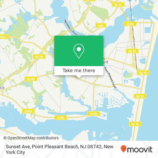 Mapa de Sunset Ave, Point Pleasant Beach, NJ 08742