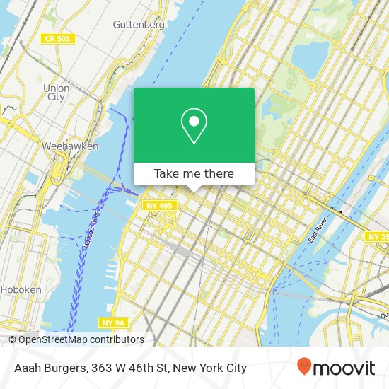 Mapa de Aaah Burgers, 363 W 46th St