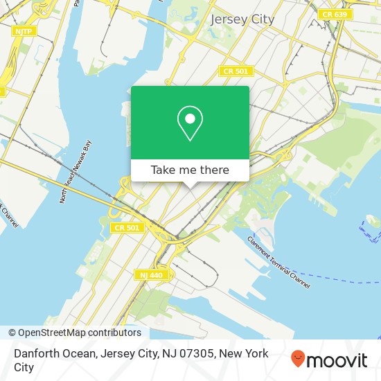 Mapa de Danforth Ocean, Jersey City, NJ 07305
