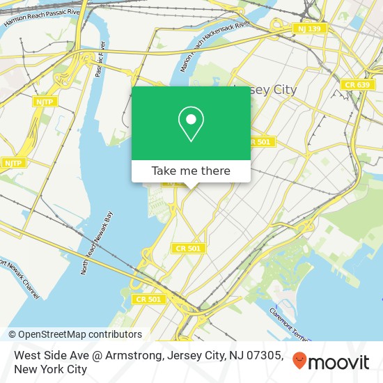 Mapa de West Side Ave @ Armstrong, Jersey City, NJ 07305