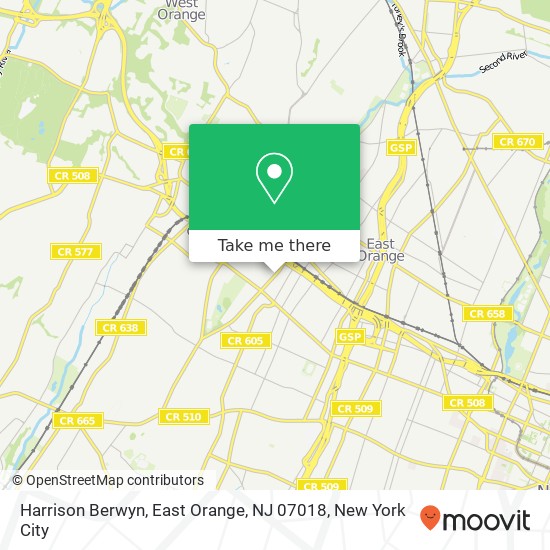 Mapa de Harrison Berwyn, East Orange, NJ 07018