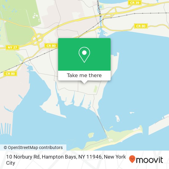 Mapa de 10 Norbury Rd, Hampton Bays, NY 11946