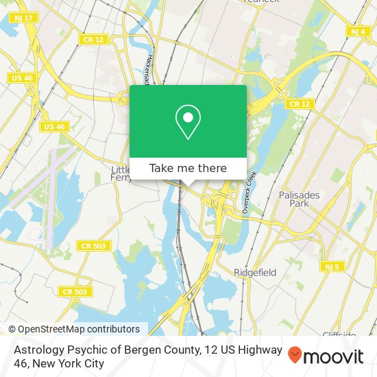 Mapa de Astrology Psychic of Bergen County, 12 US Highway 46