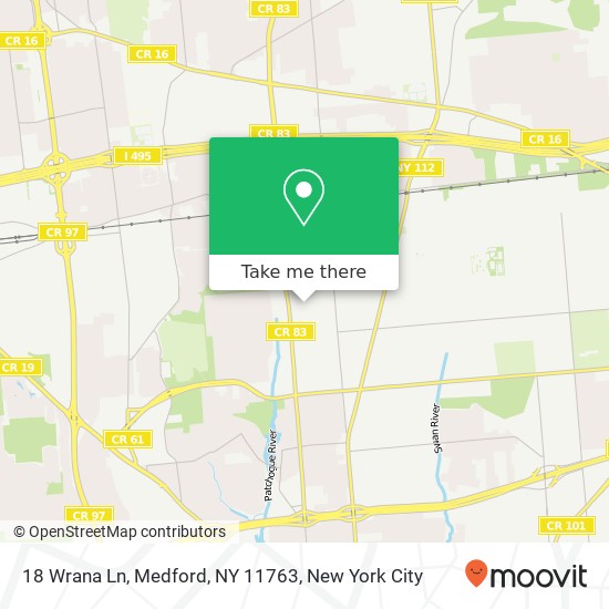 Mapa de 18 Wrana Ln, Medford, NY 11763