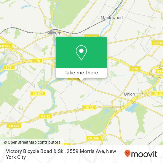 Mapa de Victory Bicycle Boad & Ski, 2559 Morris Ave