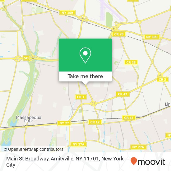 Mapa de Main St Broadway, Amityville, NY 11701