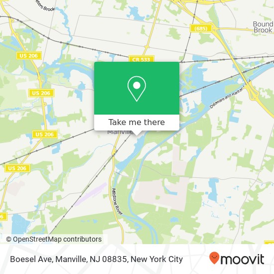 Mapa de Boesel Ave, Manville, NJ 08835