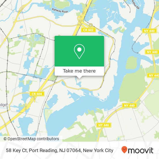 Mapa de 58 Key Ct, Port Reading, NJ 07064