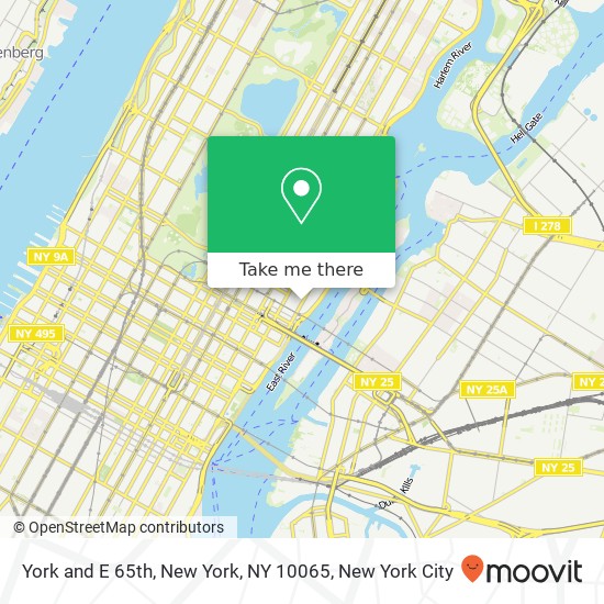 York and E 65th, New York, NY 10065 map