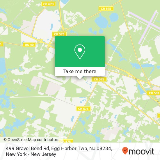 Mapa de 499 Gravel Bend Rd, Egg Harbor Twp, NJ 08234