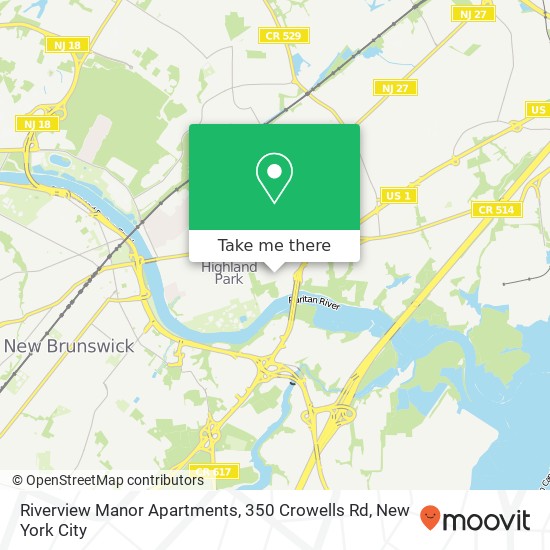 Mapa de Riverview Manor Apartments, 350 Crowells Rd